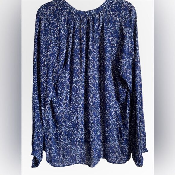 Lucky Brand Blue Boho Keyhole Self Tie Top Large - Picture 3 of 10